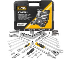 JCB Jeu d'outils 82 pièces 14 12 6 pans 4-32 mm Mallette à outils Kit d'outils