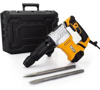 JCB Marteau de démolition 1300 W - Marteau perforateur SDS Plus - Burin, puissance de frappe 15J, poignée anti-vibration, 4300 tr/min - Câble de 3 m