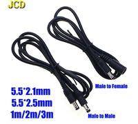 JCD 1m 2m 3m câble d'extension d'alimentation cc 5.5*2.1mm 5.5*2.5mm mâle à mâle/femelle fil de cordon d'alimentation pour bande de caméra de sécurité CCTV 5.5x2.1 Male to Male