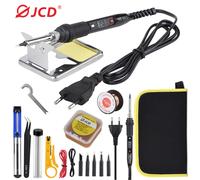 JCD 80W Kit de fer à souder électrique affichage LCD température réglable 220V 110V avec pâte à souder pointes de fer ensemble d'outils de soudage bleu foncé