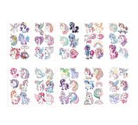 JchEnye 10 autocollants tatouages temporaires licorne pailletés, parfaits pour les fêtes sur le thème des licornes pour enfants, un adorable cadeau pour les filles, idéal comme cadeau d'anniversaire.