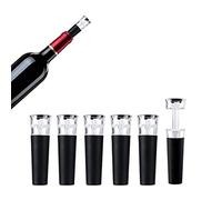 JCKD 6 pièces Bouchon à vin sous vide, bouchon en silicone avec pompe à vide, joint étanche réutilisable pour le vin, le champagne, la bière, le vin mousseux, joint préservant la fraîcheur (noir)