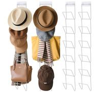 Jcocylse Lot de 12 Porte Casquette Mural avec 2 Crochets - Porte Casquette Multifonction pour Casquettes, écharpes et Perruques - Idéal Pour Porte, Mur et Placard