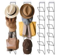Jcocylse Lot de 12 Porte Casquette Mural avec 2 Crochets - Porte Casquette Multifonction pour Casquettes, écharpes et Perruques - Idéal Pour Porte, Mur et Placard
