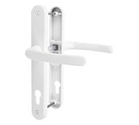 JCP PRO Ensemble de poignées de porte en uPVC à ressort 92 PZ 92 mm, Plaque arrière 242 mm x 34 mm (Centres de vis 210 mm, Blanc)