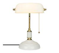 JCPYIUL Lampe Banquier, Lampe de Bureau Vintage avec abat-jour Pivotant en Verre, Interrupteur à Chaîne, pour Le Bureau, La Bibliothèque, La salle d'étude, Le Bureau et La chambre à Coucher（Blanc）