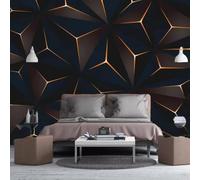 JCSMKFQ Peinture murale géométrique abstraite aux lignes dorées - Papier peint 3D pour salon mur d’accent décoration artistique pour chambre