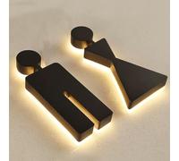 jcwwolk Panneau Lumineux LED pour Toilettes, en Acier Inoxydable, pour Hommes Et Femmes. Identification des Toilettes avec éclairage Mural. Convient Aux Hôtels, Bureaux Et Autres Lieux Publics