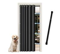 JCyh Rideau Porte Accordéon Préserve Intimité Tringle Télescopique | 120L X 210H,Aspect Lin,pour Dressing/Cuisine/Cache Placard, Noir