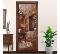 JDBDU Rideau de porte en bambou 90 x 208 cm - Rideau à perles en bois - Rideau à fils - Rideau anti-insectes - Séparateur de pièce - Décoration pour chambre à coucher, salle de bain, cuisine