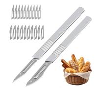 JDCMEI 2 Pièces Boulanger à pain, Couteau à lame Boulange à Long Manche, Motif Pain, Outil avec 20 Lames pour DIY Graver des Motifs