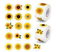JDNFKG 2 Rôles des Autocollants De Tournesol, des Autocollants De Couverture, des Autocollants D'Étanchéité Circulaire De Dessin Animé, du Papier D'Étiquette De Boîte Cadeau.