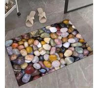 Jdozfo Tapis de Bain Antiderapant Absorbant, Tapis de Douche Super Absorbant à Séchage Rapide, Lavable Bathroom Mat pour Salle de Bain, Éviers Cuisine et L'entrée Sol Pebble 50x80cm 6-1059