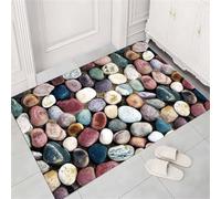 Jdozfo Tapis de Bain Antiderapant Absorbant, Tapis de Douche Super Absorbant à Séchage Rapide, Lavable Bathroom Mat pour Salle de Bain, Éviers Cuisine et L'entrée Sol Pebble 50x80cm 6-1055