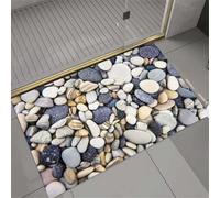 Jdozfo Tapis Salle de Bain Absorbant 50x80cm Tapis de Douche Antidérapant, Lavable Séchage Rapide Bath Mat pour Baignoire, Douche, Chambres, la Buanderie Pebble 6-1054