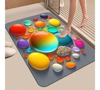 Jdozfo Tapis Salle de Bain Absorbant 50x80cm Tapis de Douche Antidérapant, Lavable Séchage Rapide Bath Mat pour Baignoire, Douche, Chambres, la Buanderie Pebble 6-1052