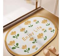 Jdozfo Tapis Salle de Bain Absorbant 70x140cm Tapis de Douche Antidérapant, Lavable Séchage Rapide Bath Mat pour Baignoire, Douche, Chambres, la Buanderie Flower 6-728