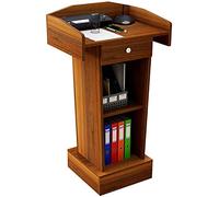 JDSHFEN Support de pupitre, Table de pupitre de conférence de Bureau Portable, pupitre en Bois Massif, Acajou, pupitre Debout, Poste de Travail Polyvalent avec étagère de Rangement (A)