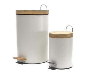 JE_CHERCHE_UNE_IDEE METAL AND WHITE BAMBOO PEDAL BIN X2