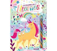 Je colorie les licornes - Avec stickers - Collectif - Hemma - broché - Document jeunesse