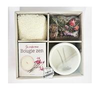 Je Crée Ma Bougie Zen - Coffret Avec 1 Pot Pour Bougie, 1 Paquet De Cire De Soja, 1 Paquet De Fleurs Séchées, 2 Mèches En Coton