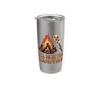 Je serai au feu de camp, dans l'arrière-cour, à faire du camping avec Funny Men Gobelet isotherme en acier inoxydable double paroi