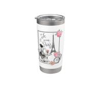 Je t'aime Paris Café Romantique avec vélo Tour Eiffel Gobelet isotherme en acier inoxydable double paroi