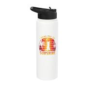 Je t'apporte le soleil, le vintage, le surf, la plage, le soleil, le palmier Stainless Steel Insulated Water Bottle
