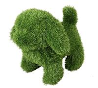Jeamis Sculptures d'art innovantes en herbe artificielle Lapin Ours Chien Décoration de jardin en herbe (Chien, 35 cm)