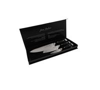 Jean Dubost Coffret aimante 3 couteaux MASSIF(office, Santoku 13 cm, Chef)Acier forge de haute qualiteManche POM noirEn coffret aimante