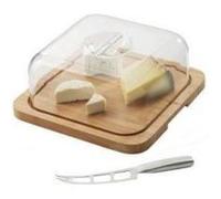 Pradel Jean Dubost 20326 Plateau à Fromage en Bambou Véritable + 1 Couteau à Fromage en Acier Inox, Argent