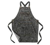 Jeanerlor - Tablier de travail d'artiste en coton denim avec poches, bretelles croisées et réglable - Noir - Taille L