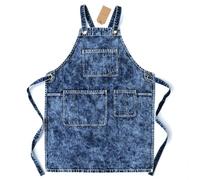Jeanerlor - Tablier en jean avec poches pour coiffeuse femme (Noir) - Style de lavage | Réglable S à L