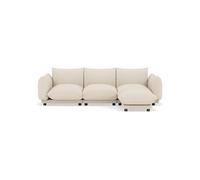 Jeanne - Canapé modulable d'angle réversible 4 places en velours texturé - Beige