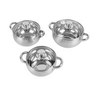 Jeanoko Ensemble de Marmites à Soupe en Acier Inoxydable, 3 Pièces | Revêtement Antiadhésif pour un Nettoyage Facile, Doubles Poignées pour une Prise Sûre, Répartition Uniforme de la Chaleur,