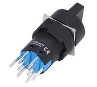 Jeanoko Interrupteur à Bouton Autobloquant avec Contacts Argentés pour équipement Industriel, Sélecteur Rotatif Rond de 16mm, 25 Pièces (CA/CC 12V)