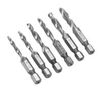 Jeanoko Jeu de Tarauds HSS, 6 Pièces, Tige Hexagonale en Acier Rapide, Forets à Tarauder Combinés pour Bois, Plastique et Aluminium
