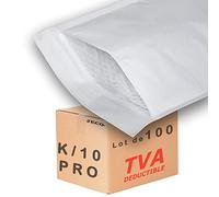 Jeco - Lot de 100 enveloppes à bulles d'air kraft blanches taille K/10 int. 350 x 470 mm pochettes matelassées d'expédition PRO