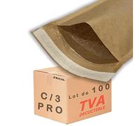 Jeco - Lot de 100 enveloppes à bulles d'air taille C/3 int. 150 x 215 mm pochettes kraft marron matelassées d'expédition PRO