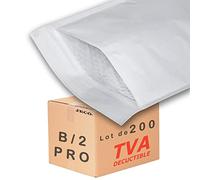 Jeco - Lot de 200 enveloppes à bulles d'air taille B/2 int. 120 x 215 mm pochettes matelassées kraft blanc d'expédition PRO