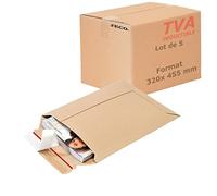 Jeco - Lot de 5 enveloppes en carton d'expédition marron format 320 x 455mm 450g/m² pochette rigide et résistante avec fermeture auto-adhésive