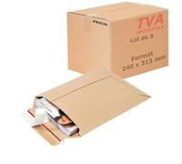 Jeco - Lot de 5 enveloppes en carton d'expédition marron taille 240 x 315mm 450g/m² pochette rigide et résistante avec fermeture auto-adhésive