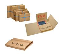 JECO - Lot de 50 étuis croix d'expédition 430x310mm boite pliante carton brun format lettre épaisseur variable 10 à 60 mm pour livre cadre tablette photo