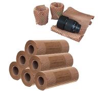 Jeco - Lot de 6 rouleaux de papier kraft en nid d’abeille 20cm x 25m Emballage écologique pour protection, rembourrage, emballage cadeaux, déménagement, remplace le film bulles