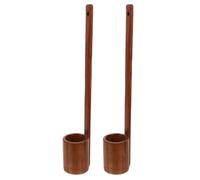 JECOMPRIS 2 Pièces Louche à Huile et Vin en Bois Manche Long, Cuillère à Fond Plat Vintage pour Mesurer et Servir Boissons Cuisine ou Bar Rustique