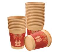 JECOMPRIS 50 Pièces Gobelet en Carton Rouge 201 à 300ml | Double , Usage Festif, Jetable et Étanche, Lot pour Boissons Chaudes ou Froides