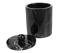 JECOMPRIS Boîte De Rangement Marbrée Noire en Résine pour Coton Et Cure-Dents, Compacte Couvercle Anti-poussière, Accessoire De Salle De Bain Pratique Et Élégant