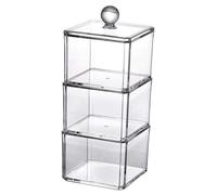 JECOMPRIS Boîte de Rangement Transparente en Acrylique avec Couvercle pour Cotons-tiges et Œufs de Maquillage, Design Élégant, Facile à Ouvrir, pour Coiffeuse et Salle de Bain