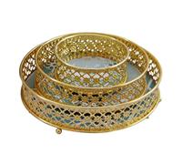JECOMPRIS Corbeille à Fruits en Métal Doré Ajouré, Plateau Décoratif | Finition Polie, Surface Lisse, Usage Multi-fonction, pour Table à Manger et Décoration de Bureau
