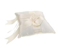 JECOMPRIS Coussin Blanc pour Alliances de Mariage en Tissu Confortable avec Nœud Décoratif Élégant, Coussin D'anneau pour Cérémonie de Fiançailles ou Mariage